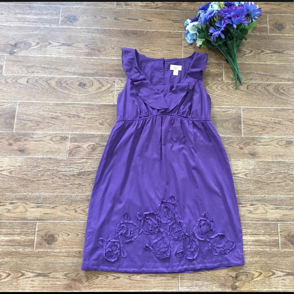 💐Loft Petite Purple Empire Waist Dress💐